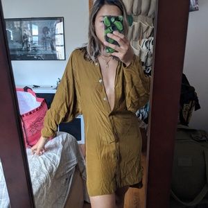 In God We Trust 100% Silk Button Up Dress